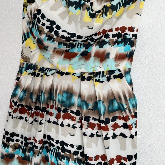 The Limited Strapless Cream Multi Colored Dress with Pockets, Size 0 - Picture 3 of 12